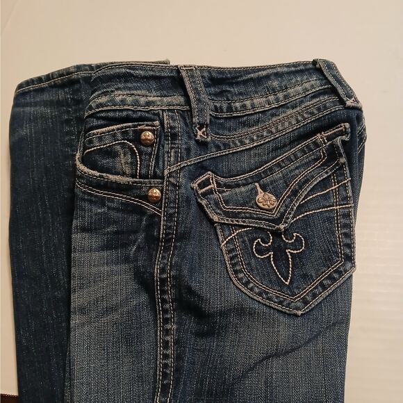 Y2K Rock Revival Chrissie Boot Cut Jeans Women's 26 Low Rise Distressed Denim - Picture 13 of 13